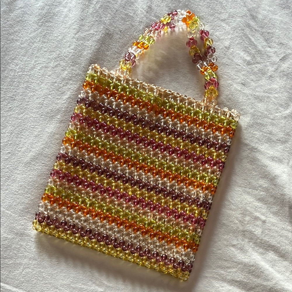 Multicolor Beaded Tote Bag